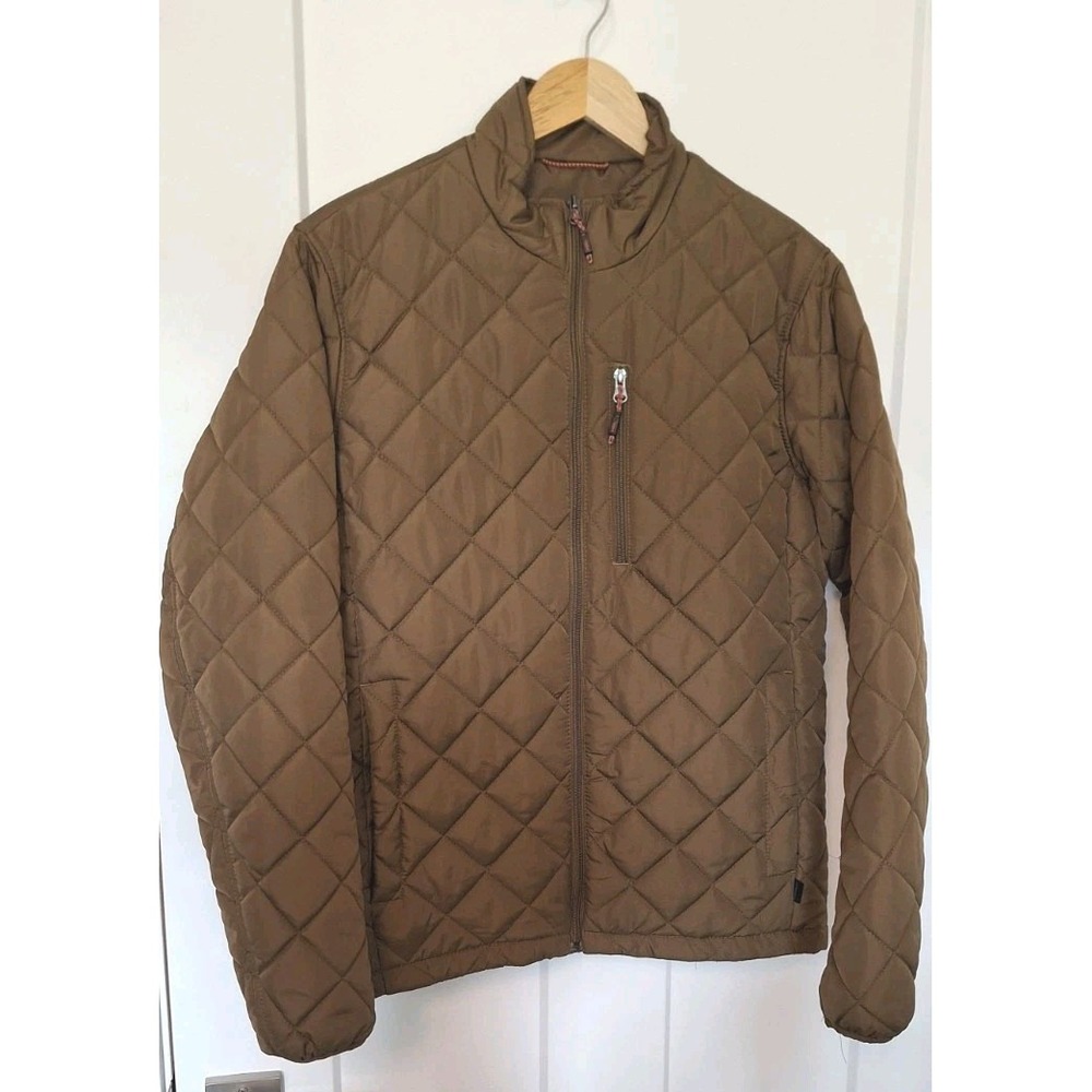 Hawke & Co Men's Jacket sz Small Diamond Quilted Brown EUC Full Zip